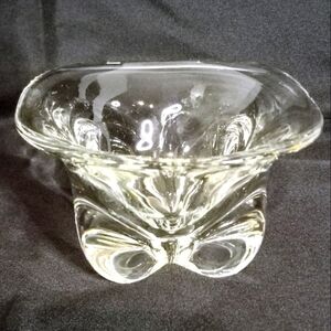 Orrefors #1598 Edward Hald Pinched Base Crystal Console Square Bowl 6” Clear MCM